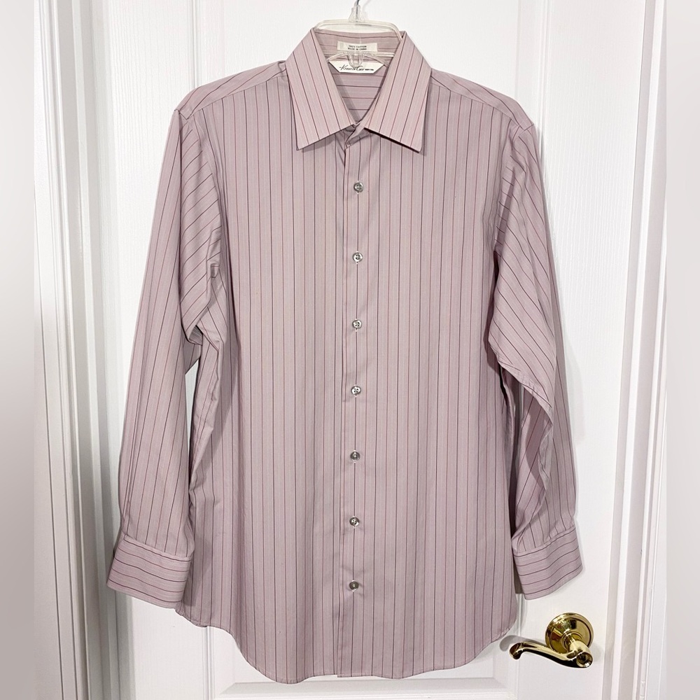 Y2K Kenneth Cole Non Iron Striped Dress Shirt Purple Men’s 15.5 32/33